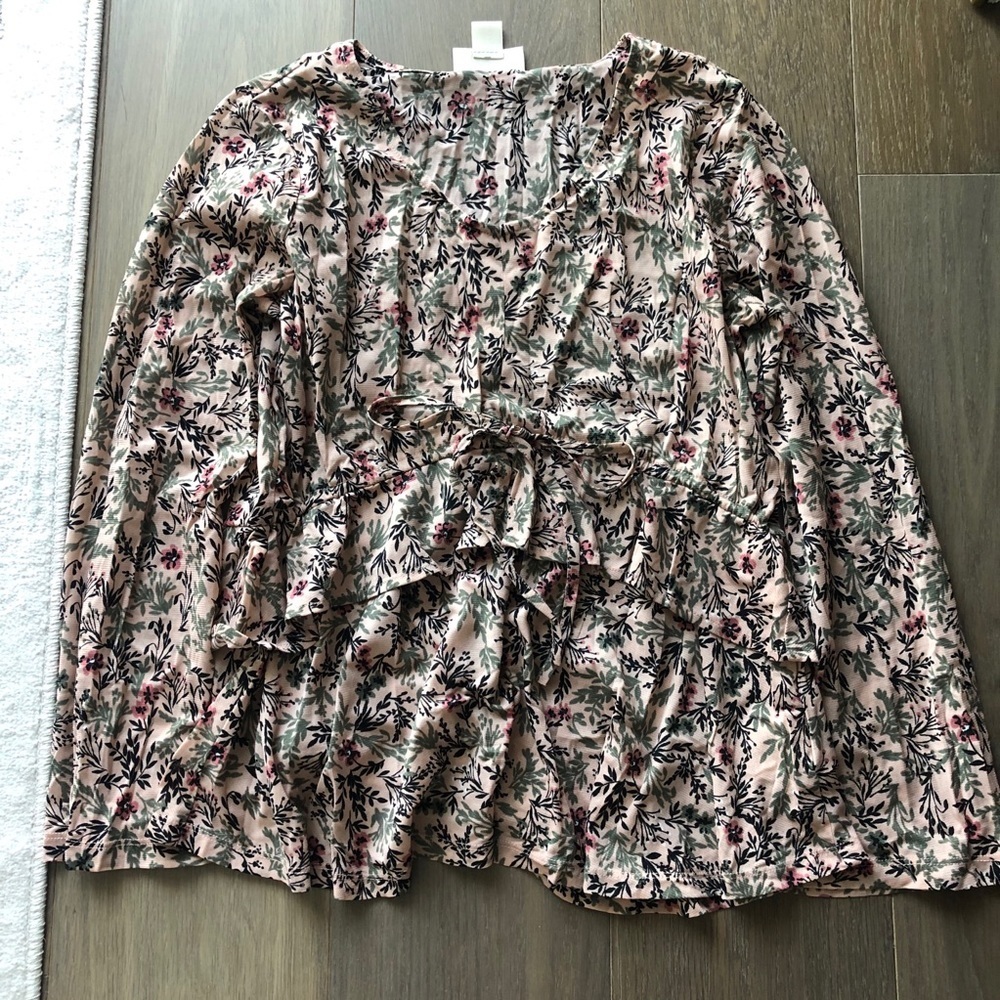 NEW style & co. Pink floral long sleeve top size small cute blouse chic